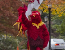 phineas the phoenix mascot on campus